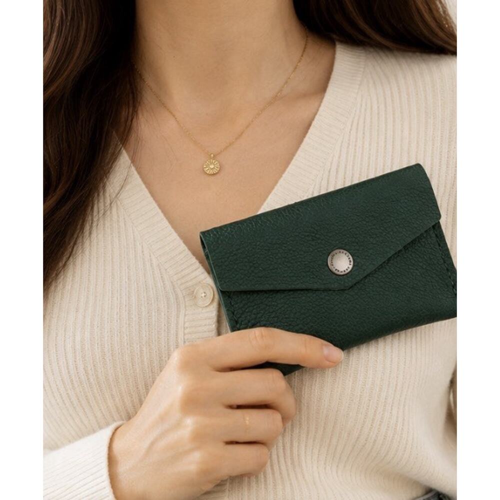 Portland Leather Goods Envelope Wallet Bacalar Green Leather Coin Pouch New - Picture 2 of 4